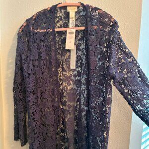 Chico's Lace Tie Twilight Blue Jacket